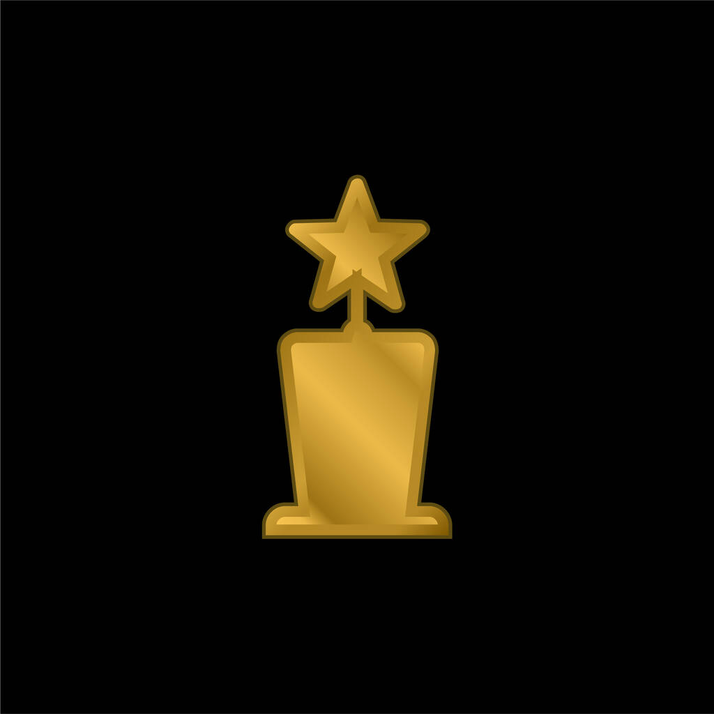 Award Star Trophy Shape gold plated metalic icon or logo vector - Vector, Image