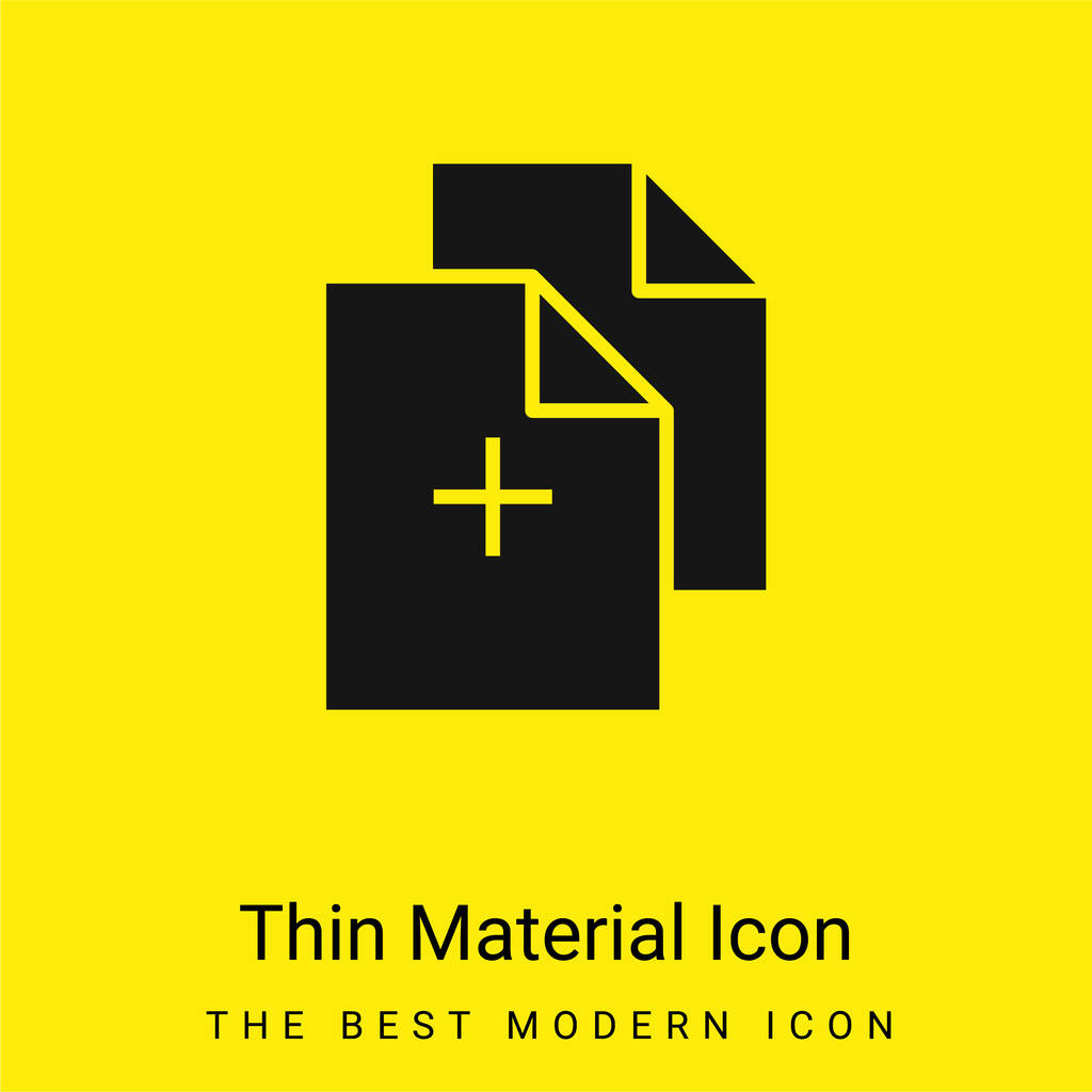 Ajouter des documents minime icône matériau jaune vif - Vecteur, image