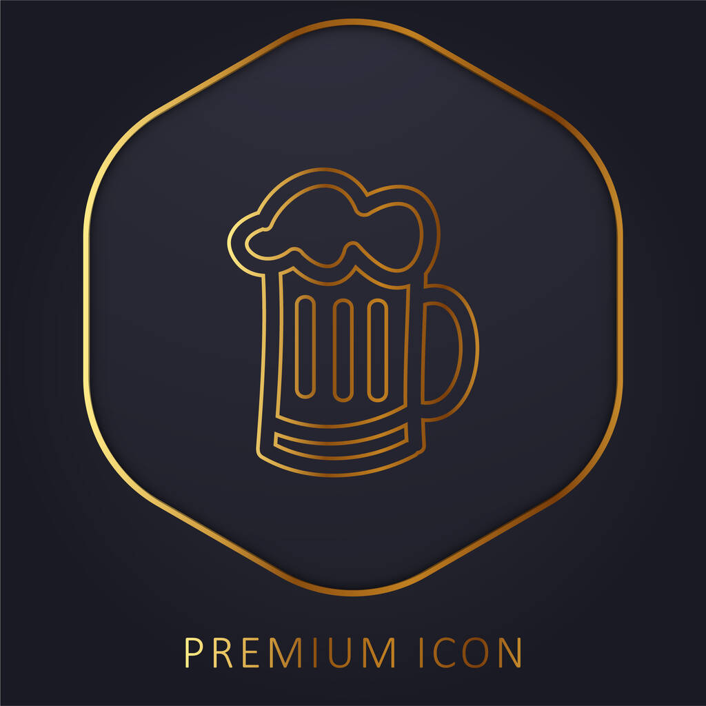 Cerveza Tarro Dibujado a Mano Esquema línea dorada logotipo premium o icono - Vector, Imagen