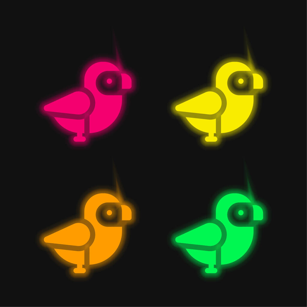 Иконка светящегося неонового вектора цвета птицы - Вектор,изображение