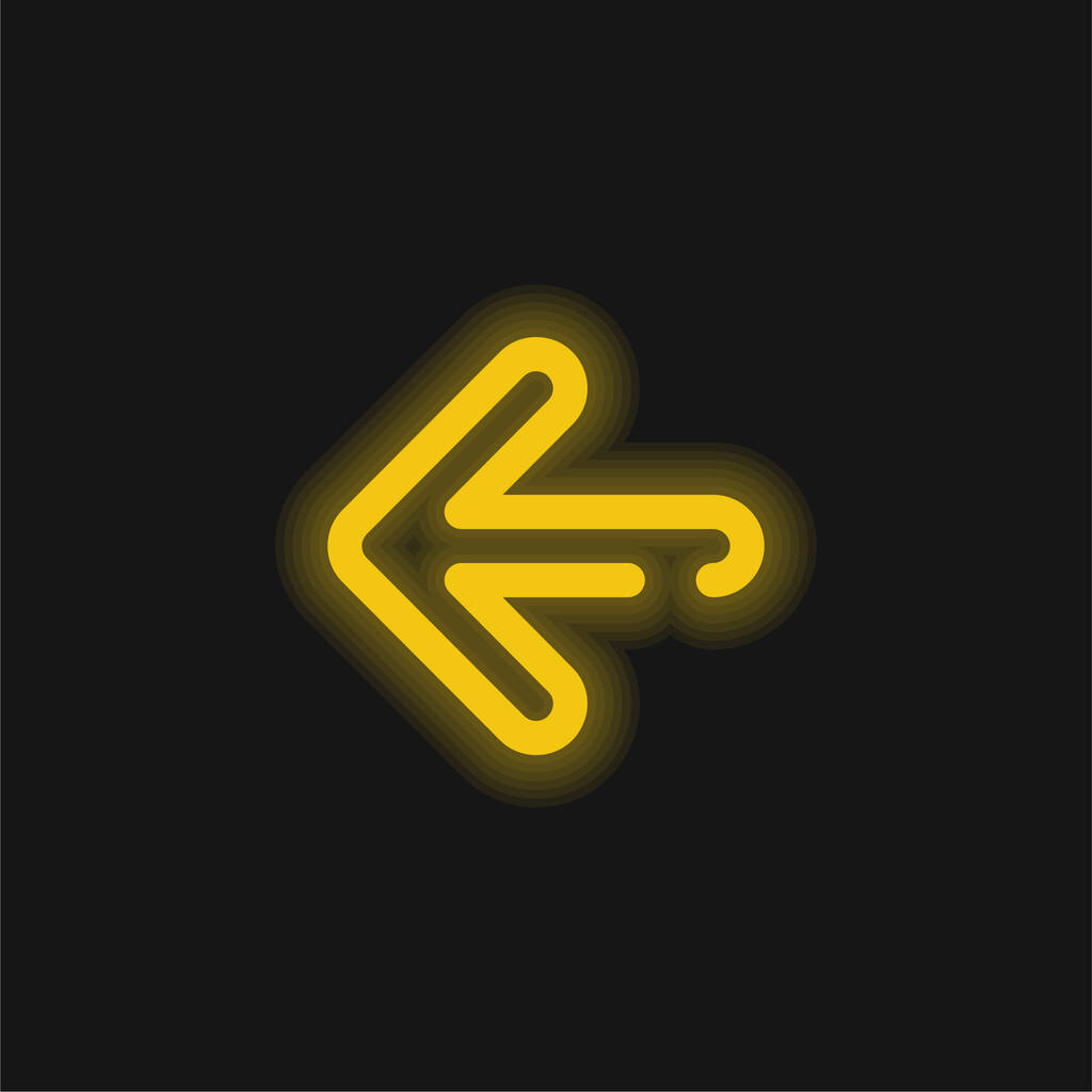 Nyíl bal sárga izzó neon ikon - Vektor, kép