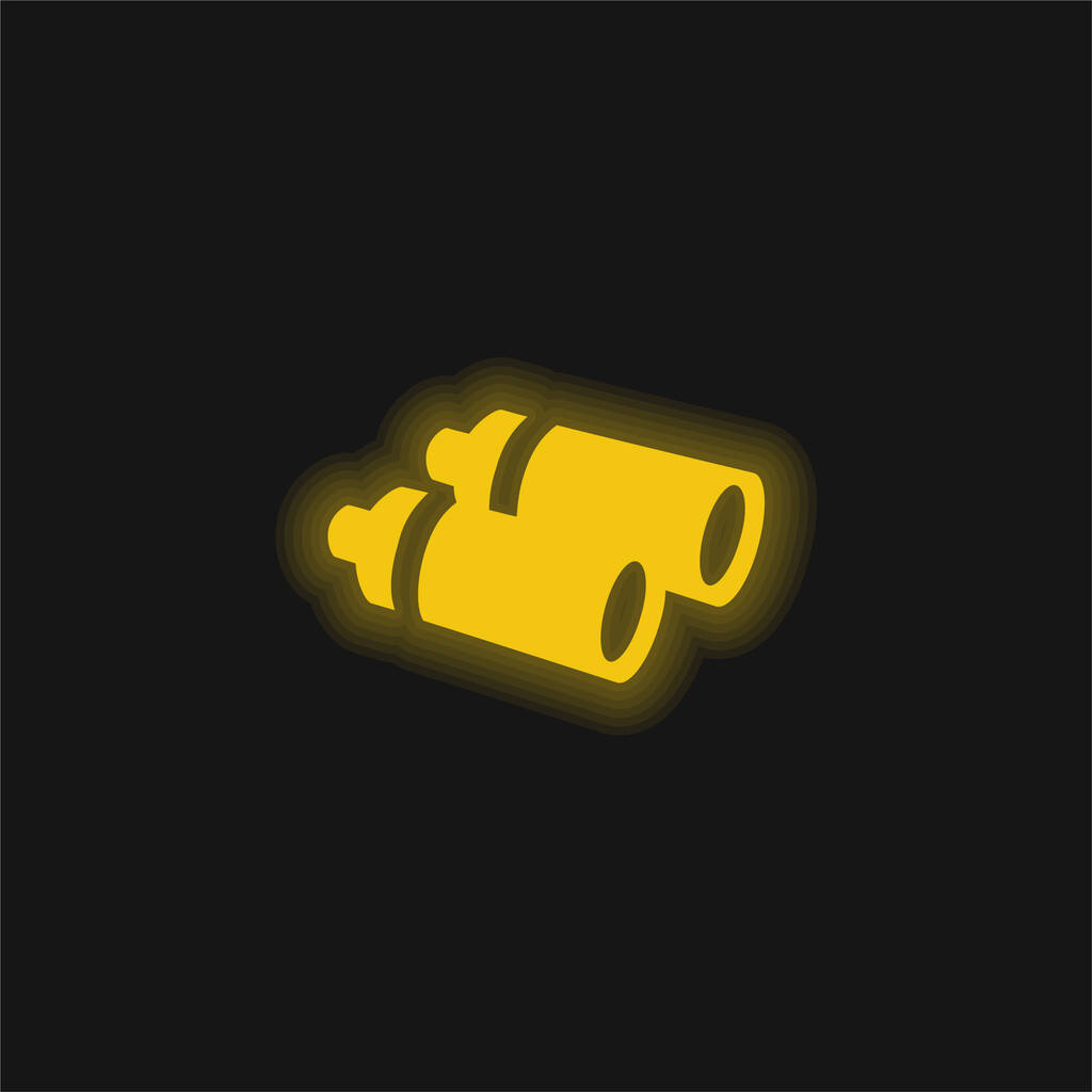 Бінокулярна жовта сяюча неонова іконка
 - Вектор, зображення