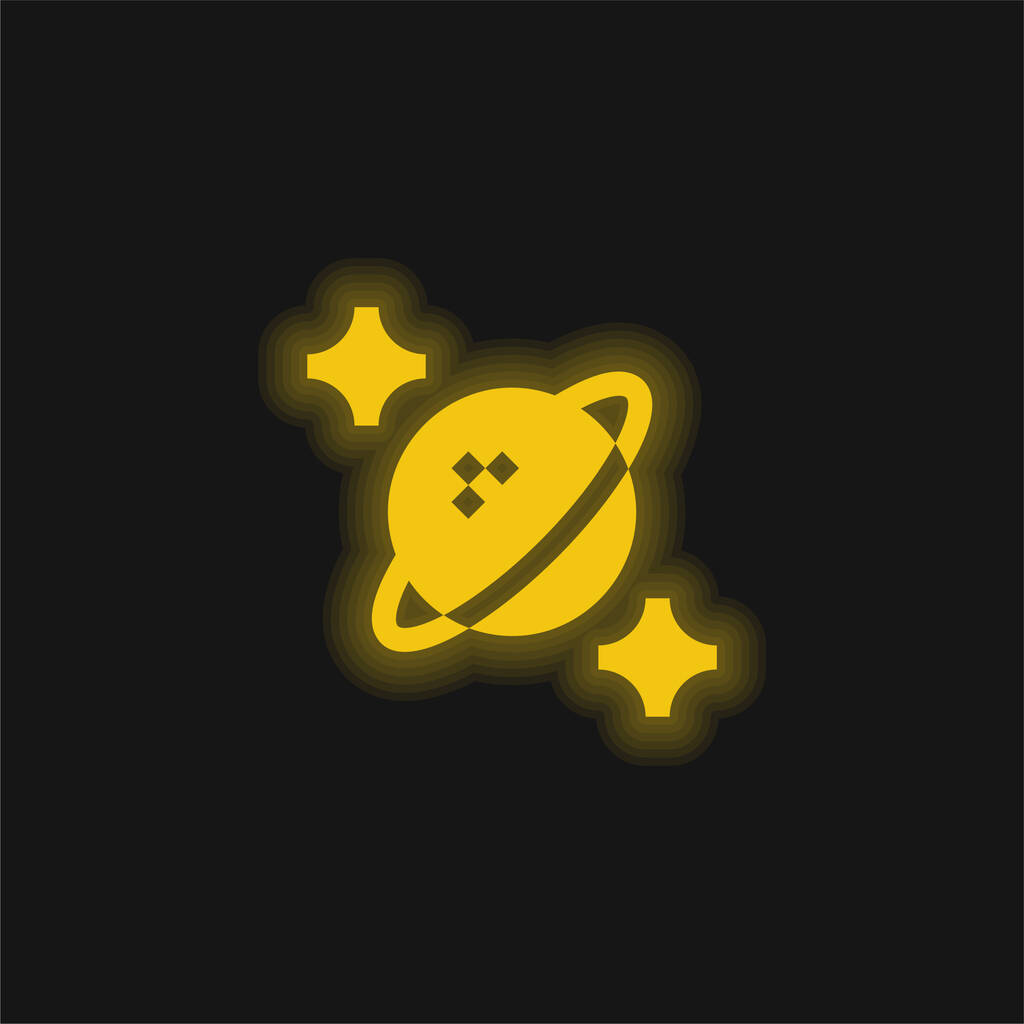 天体物理学黄色輝くネオンアイコン - ベクター画像