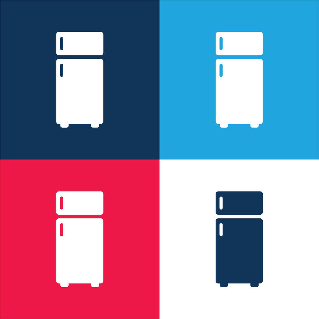Nagy hűtőszekrény kék és piros négy szín minimális ikon készlet - Vektor, kép