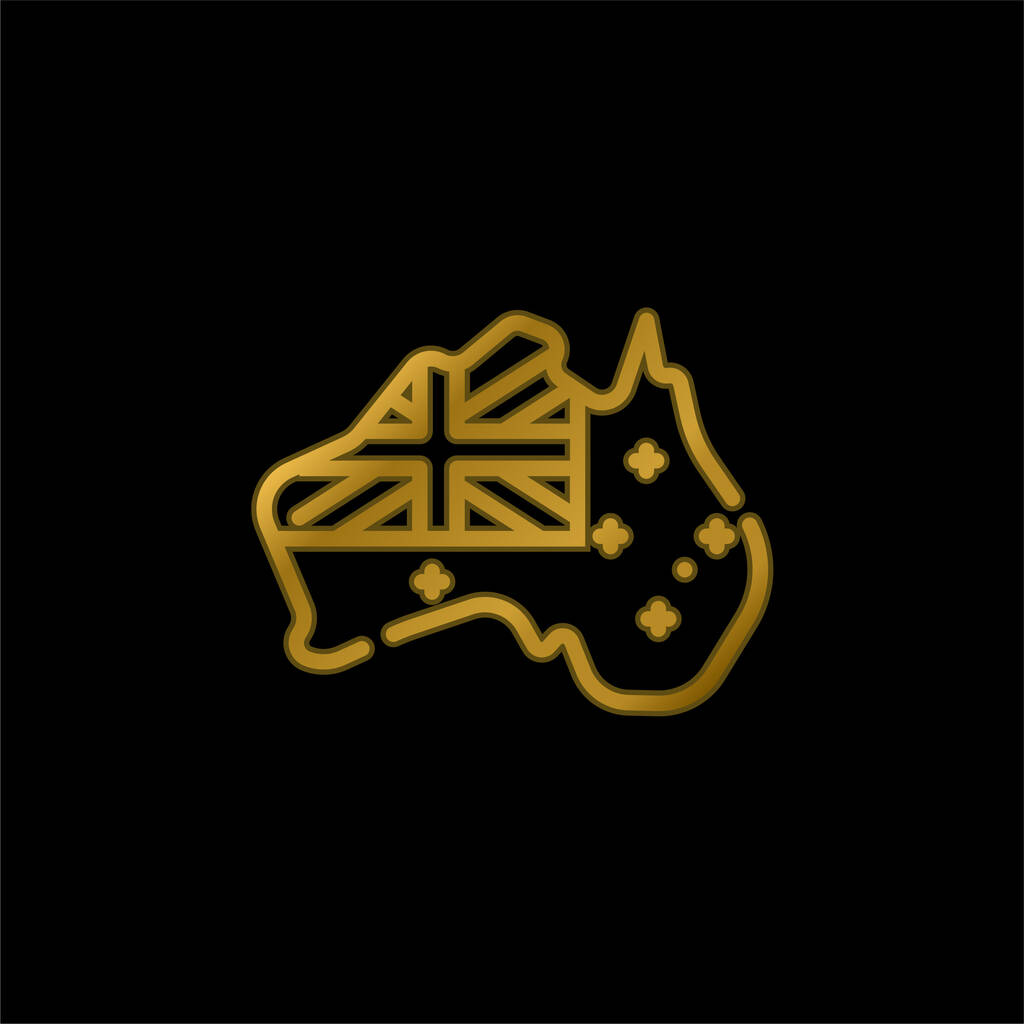 Australia chapado en oro icono metálico o logo vector - Vector, imagen