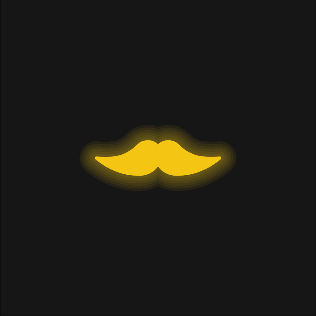 Gran bigote amarillo brillante icono de neón - Vector, imagen