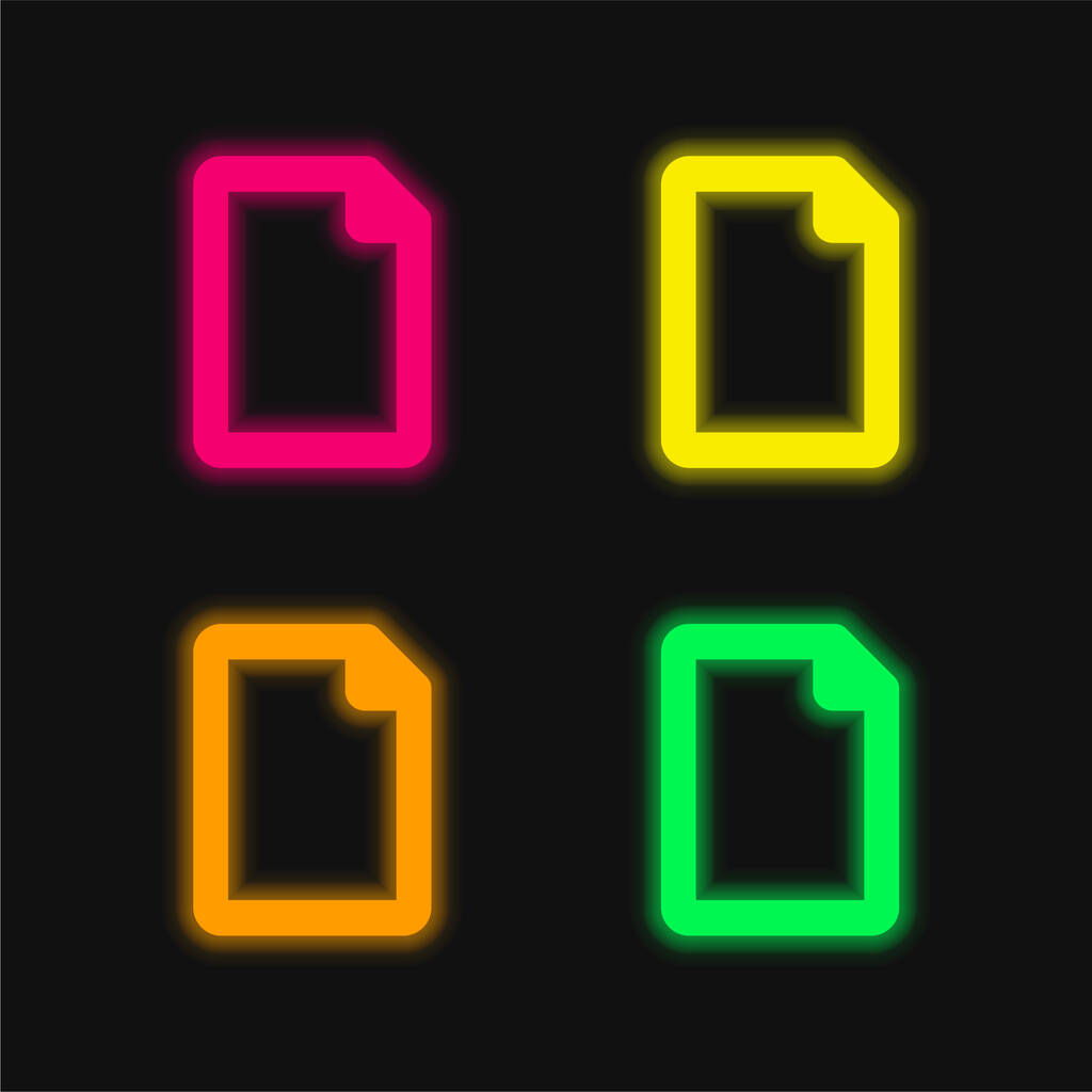 Порожній файл чотири кольори, що світяться неоном Векторна піктограма
 - Вектор, зображення