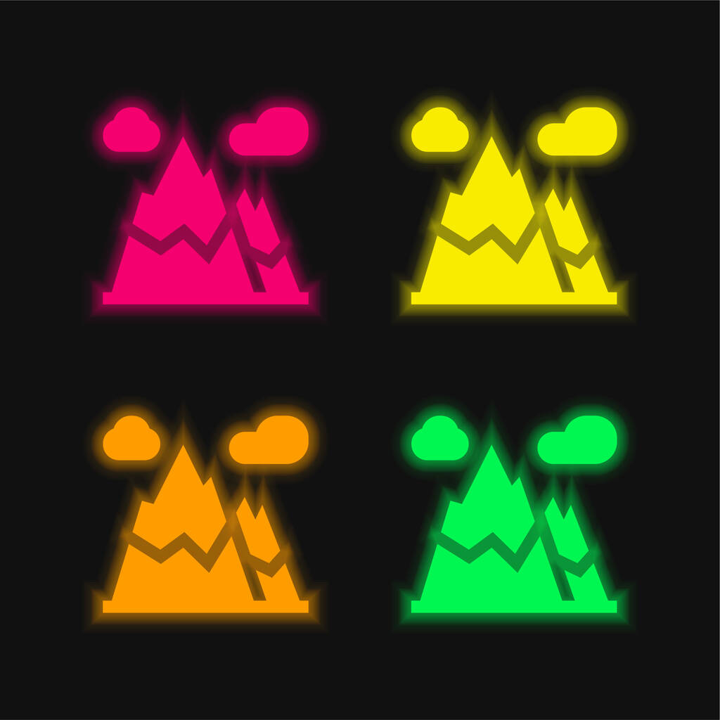 Alpler dört renk parlayan neon vektör simgesi - Vektör, Görsel