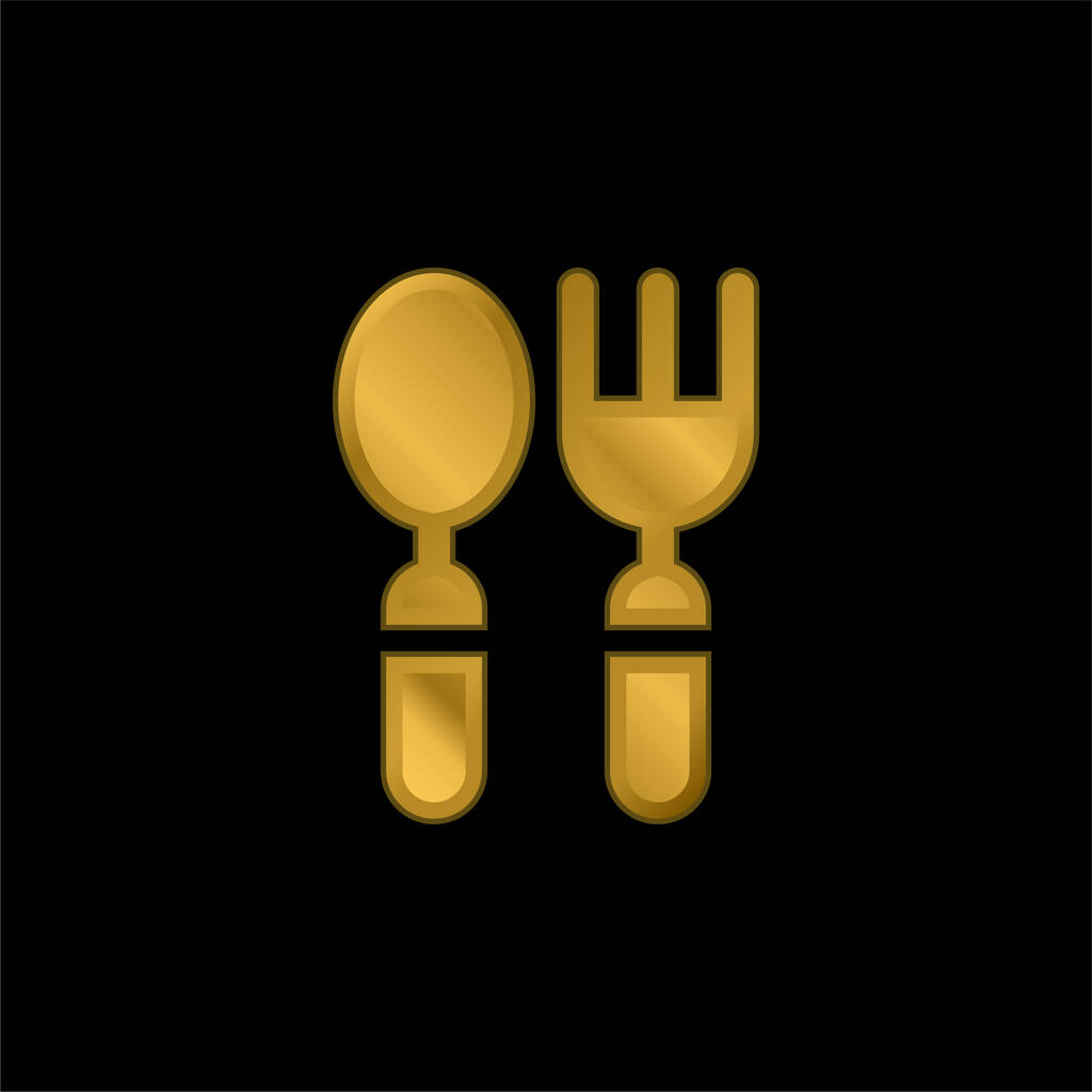 Baby Cutlery gold plated metalic icon or logo vector - Vector, Image