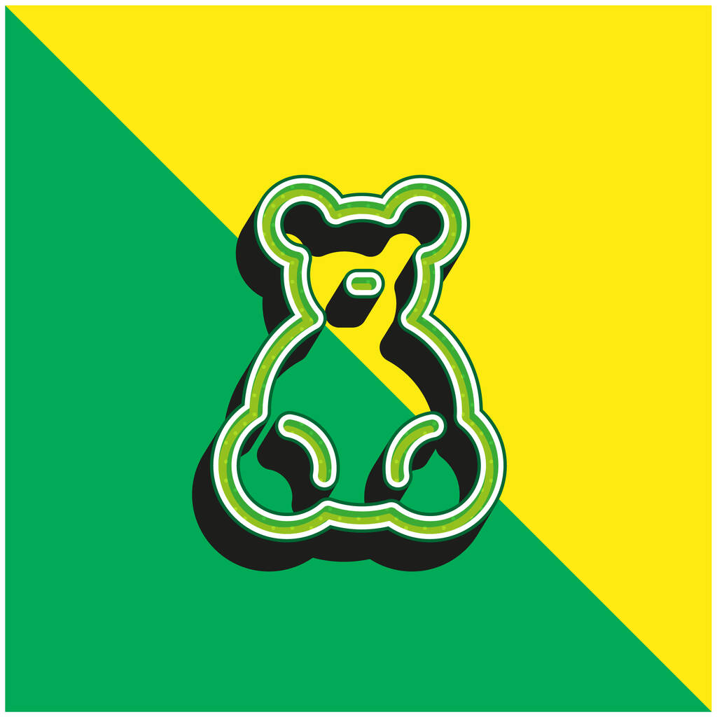 Baby Bear Toy Grünes und gelbes modernes 3D-Vektorsymbol-Logo - Vektor, Bild