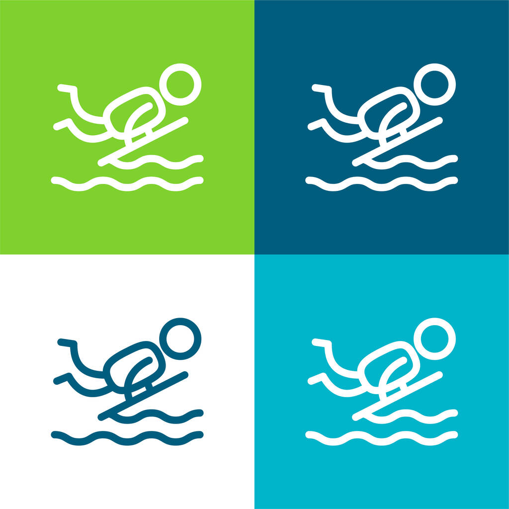 Karosszéria Lapos négy szín minimális ikon készlet - Vektor, kép
