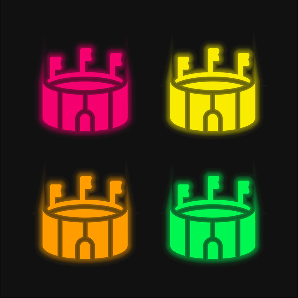 Aréna čtyři barvy zářící neonový vektor ikona - Vektor, obrázek