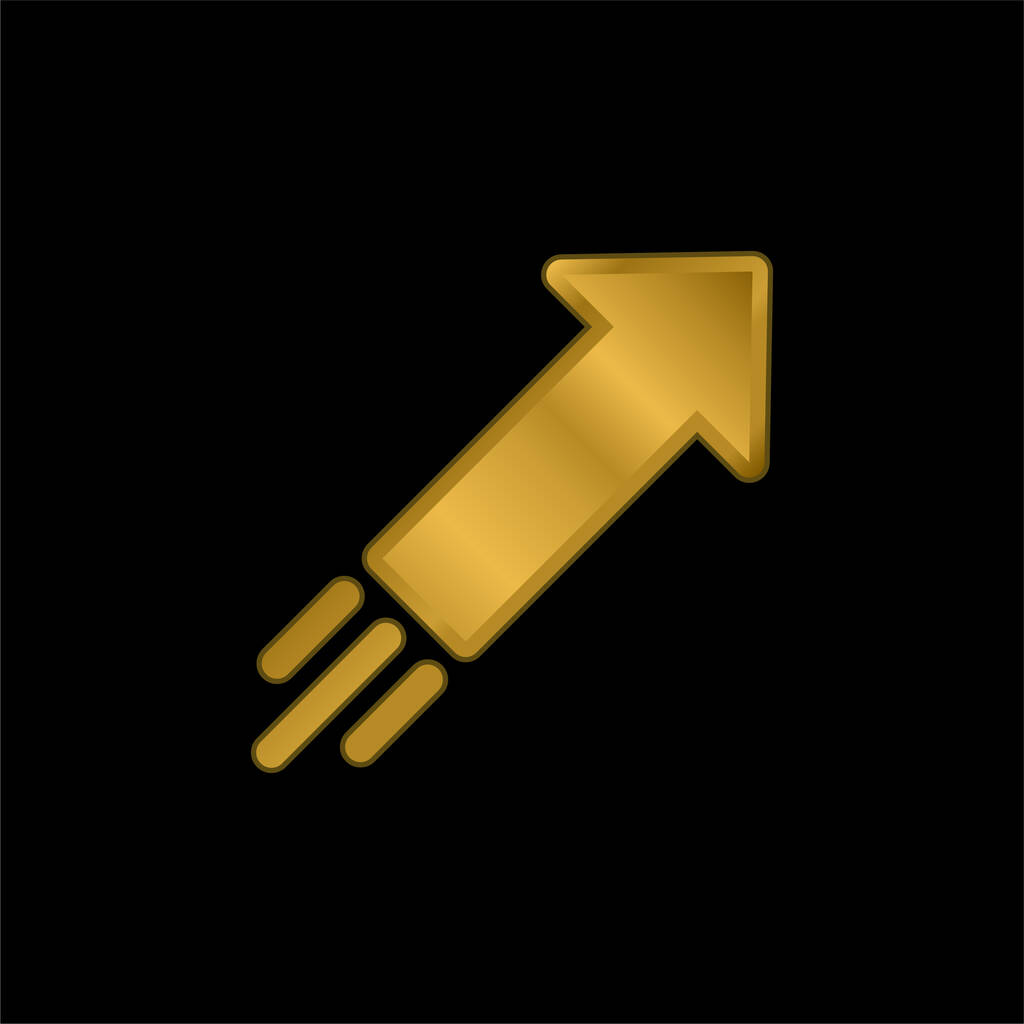 Flecha chapado en oro icono metálico o logo vector - Vector, imagen