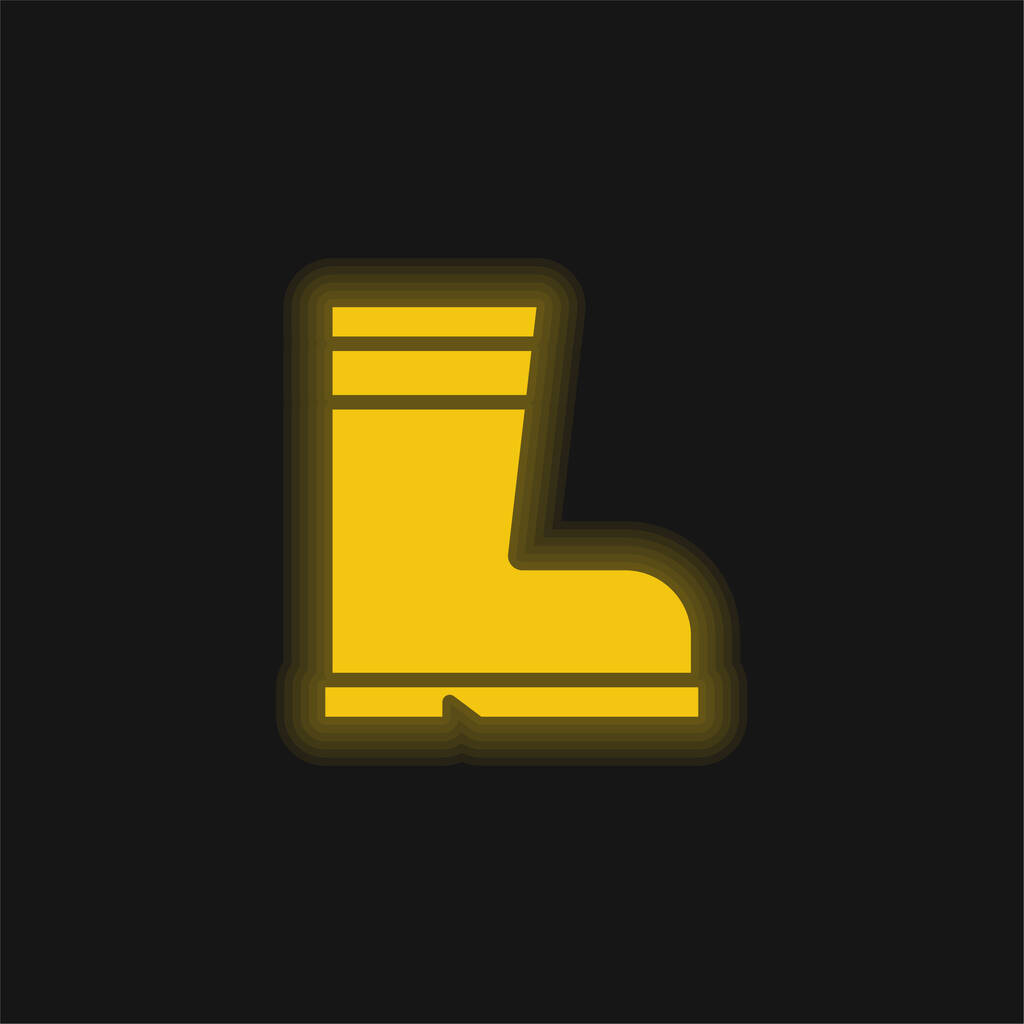 Csizmás sárga izzó neon ikon - Vektor, kép