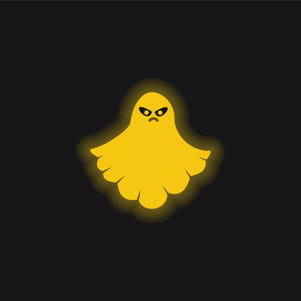Fantasma enojado amarillo brillante icono de neón - Vector, imagen