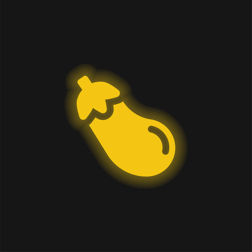 Велика жовта ікона світяться неонові баклажани
 - Вектор, зображення