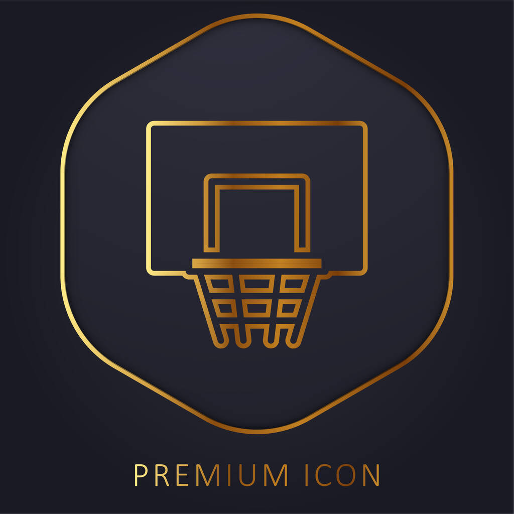 Canasta de Baloncesto línea dorada logotipo premium o icono - Vector, imagen