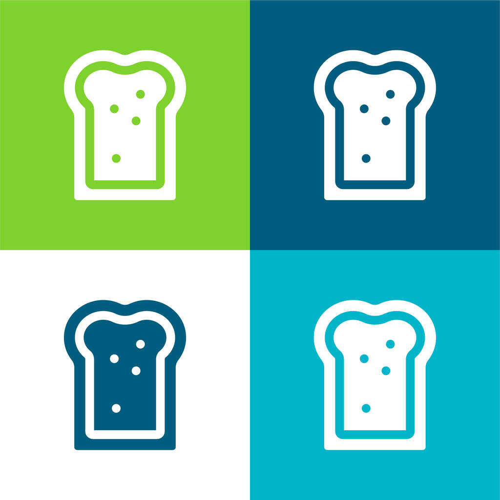 Brot Flach vier Farben minimales Symbol-Set - Vektor, Bild