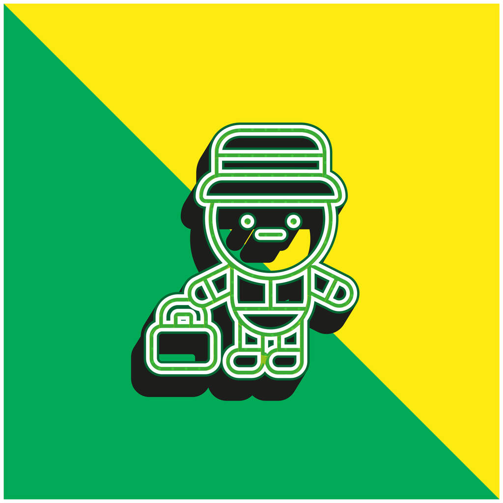 Bell Boy Green и желтый современный 3d векторный логотип - Вектор,изображение