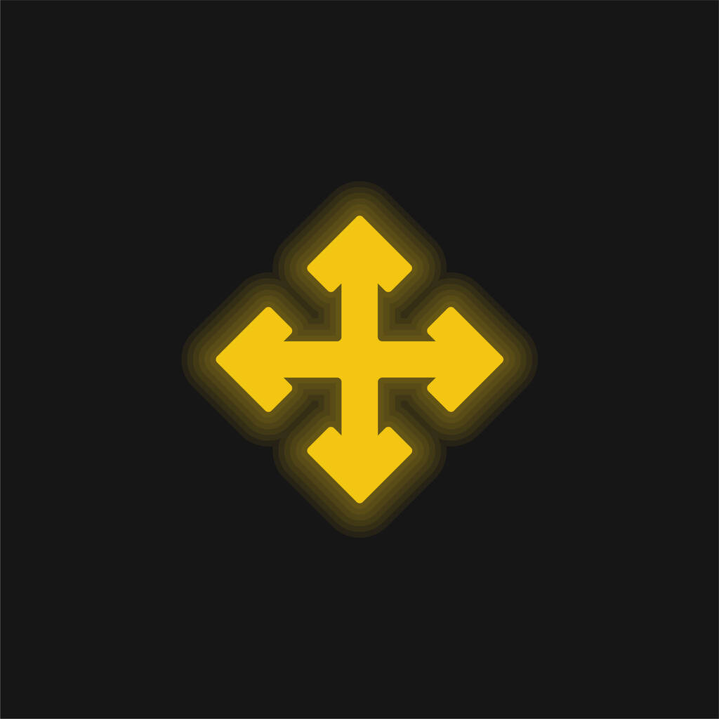 Pijlen geel gloeiende neon pictogram - Vector, afbeelding