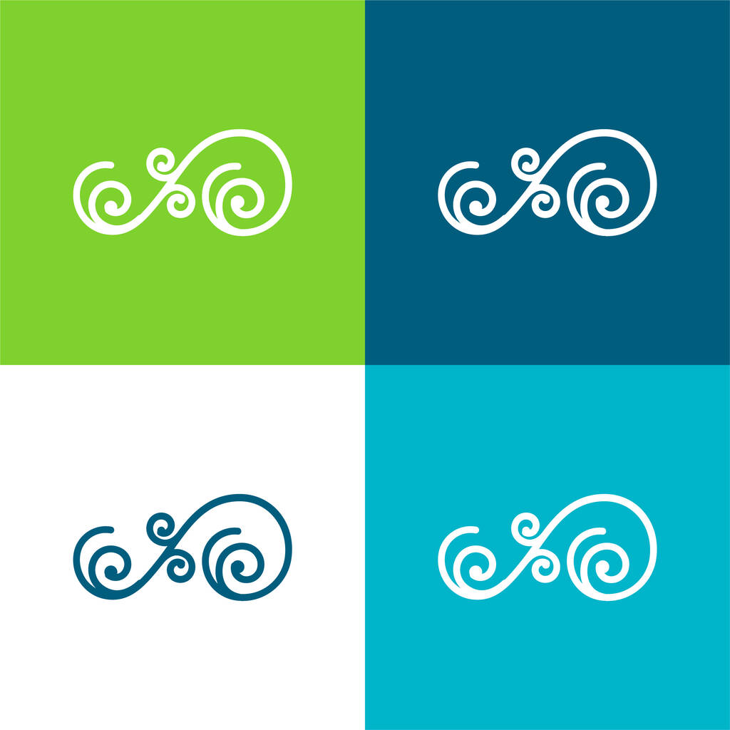 Asymmetrische Floral Design Of Spirals Flache vier Farben minimalen Symbolsatz - Vektor, Bild
