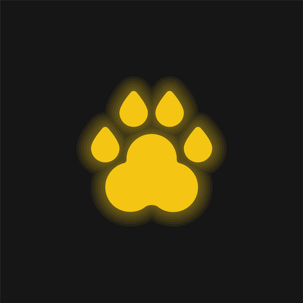 Animal Track gelbes Leuchtneon-Symbol - Vektor, Bild
