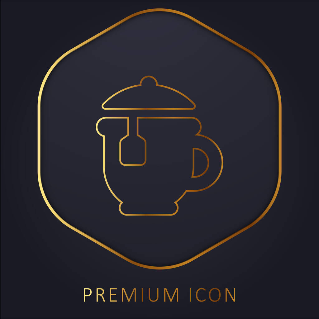 Big Tea Pot golden line premium logo or icon - Vector, Image