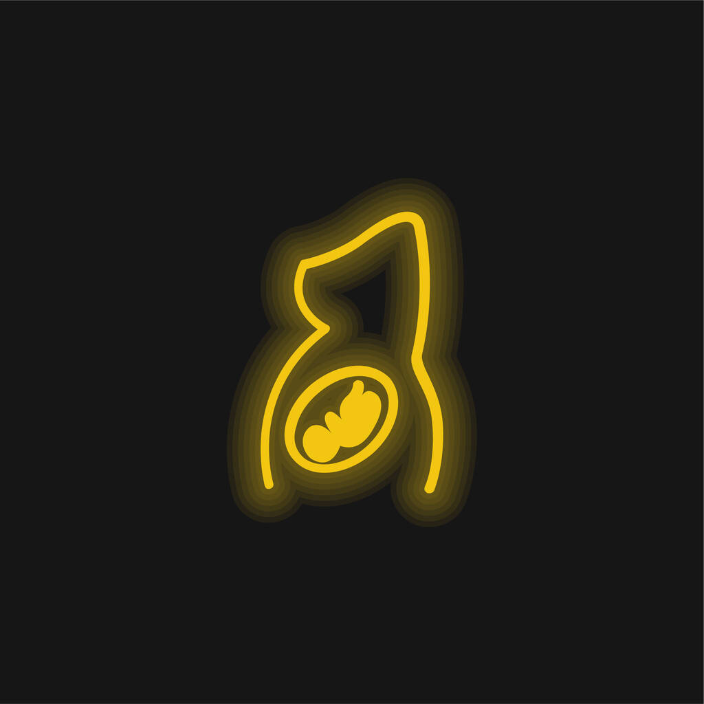 Parte del corpo con Baby Inside giallo icona al neon incandescente - Vettoriali, immagini