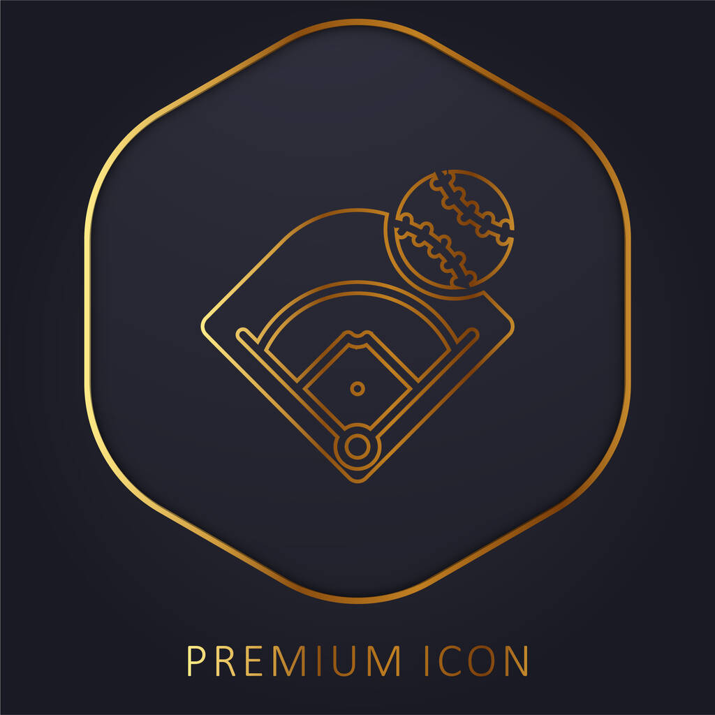 Baseball Field arany vonal prémium logó vagy ikon - Vektor, kép