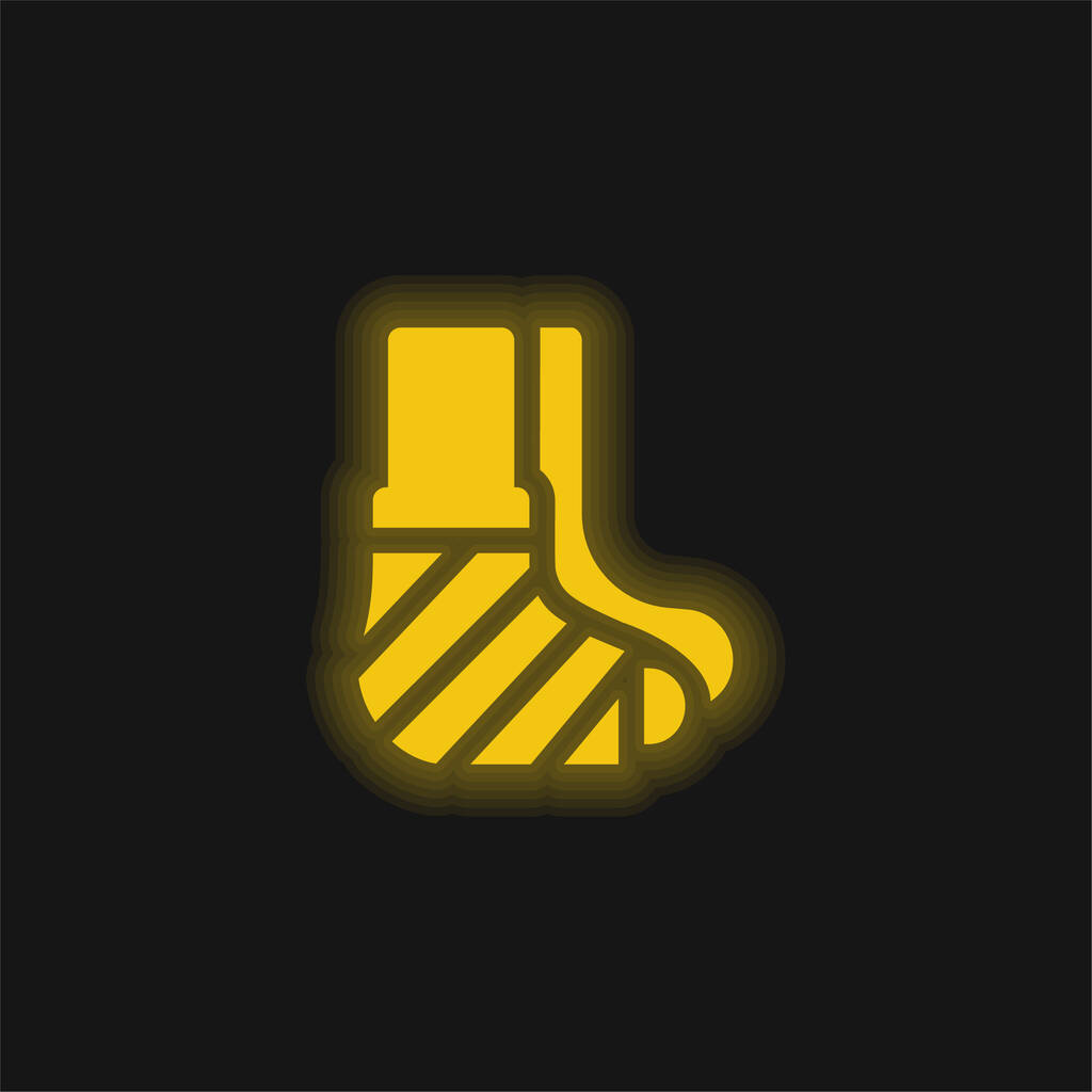 Kötszer sárga izzó neon ikon - Vektor, kép