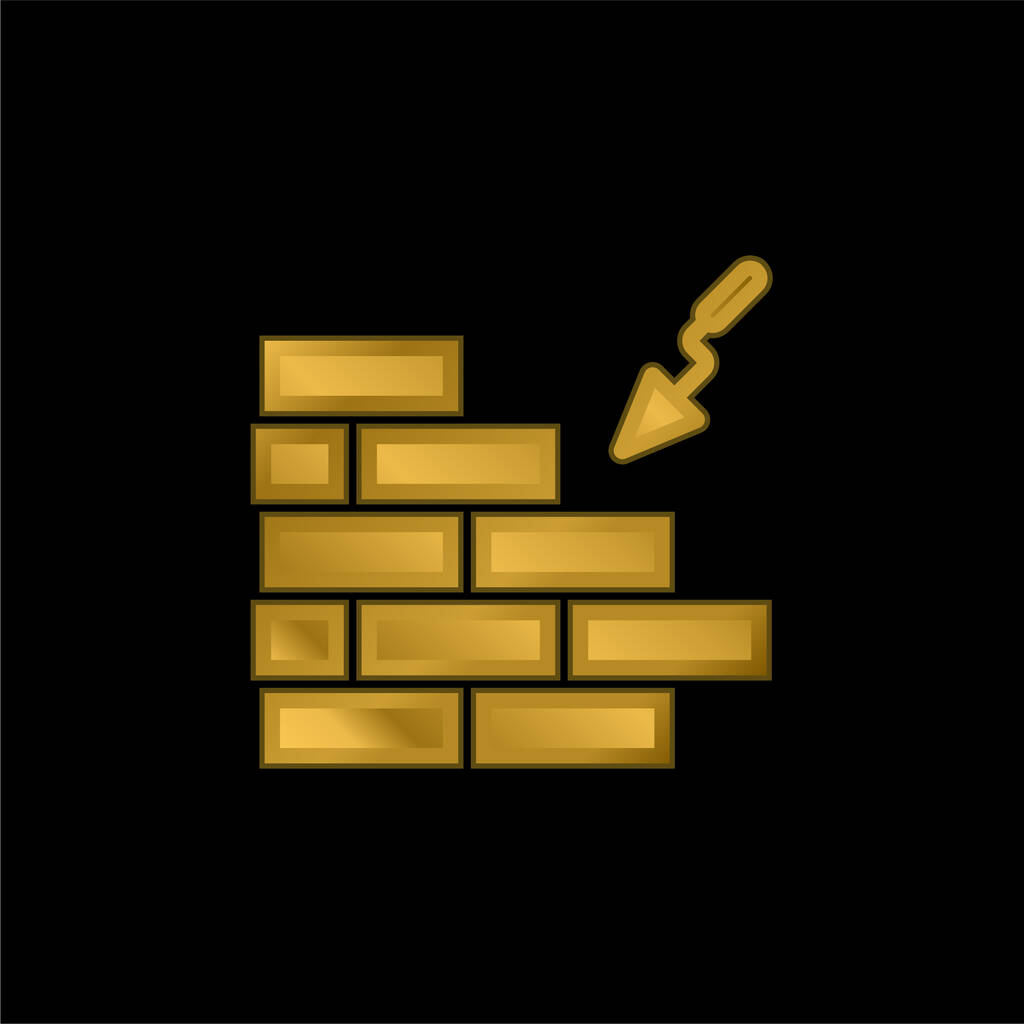 Tuğla Duvar altın kaplama metalik simge veya logo vektörü - Vektör, Görsel