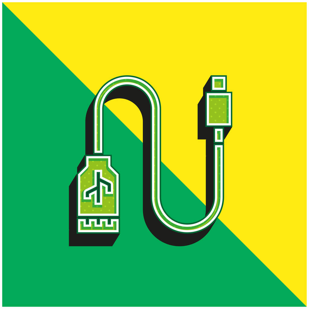 Adaptateur Logo d'icône vectorielle 3D moderne vert et jaune - Vecteur, image