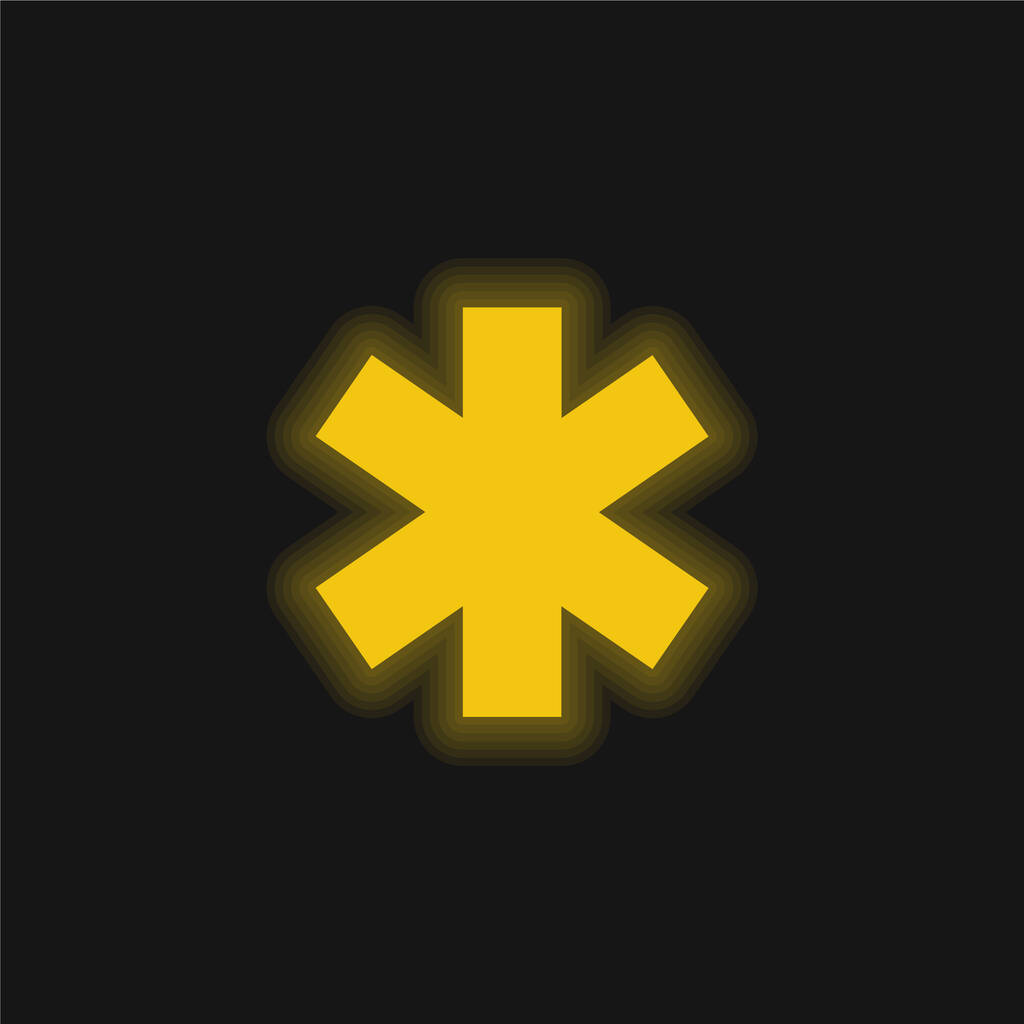Asterik sárga izzó neon ikon - Vektor, kép