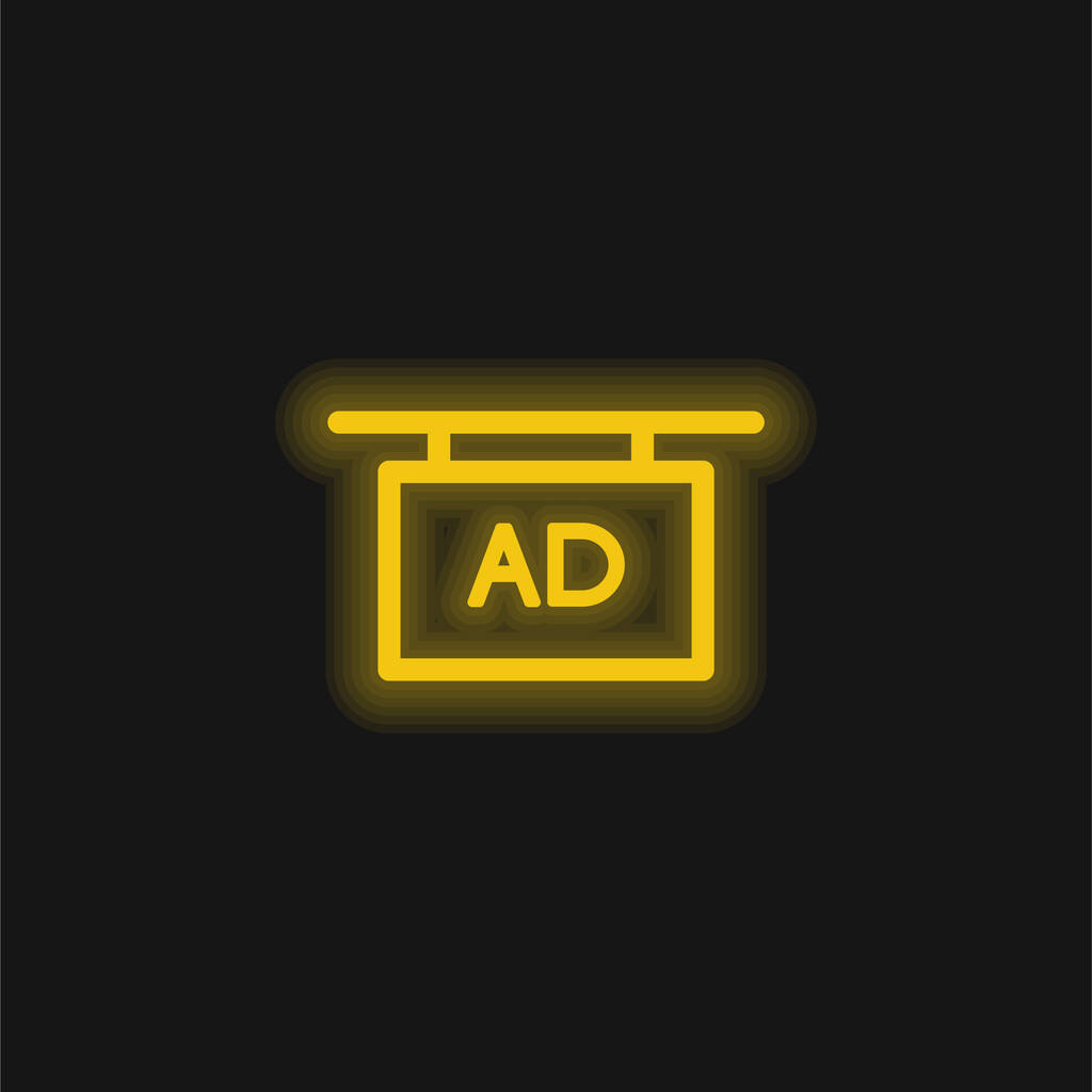 AD Plank sárga izzó neon ikon - Vektor, kép