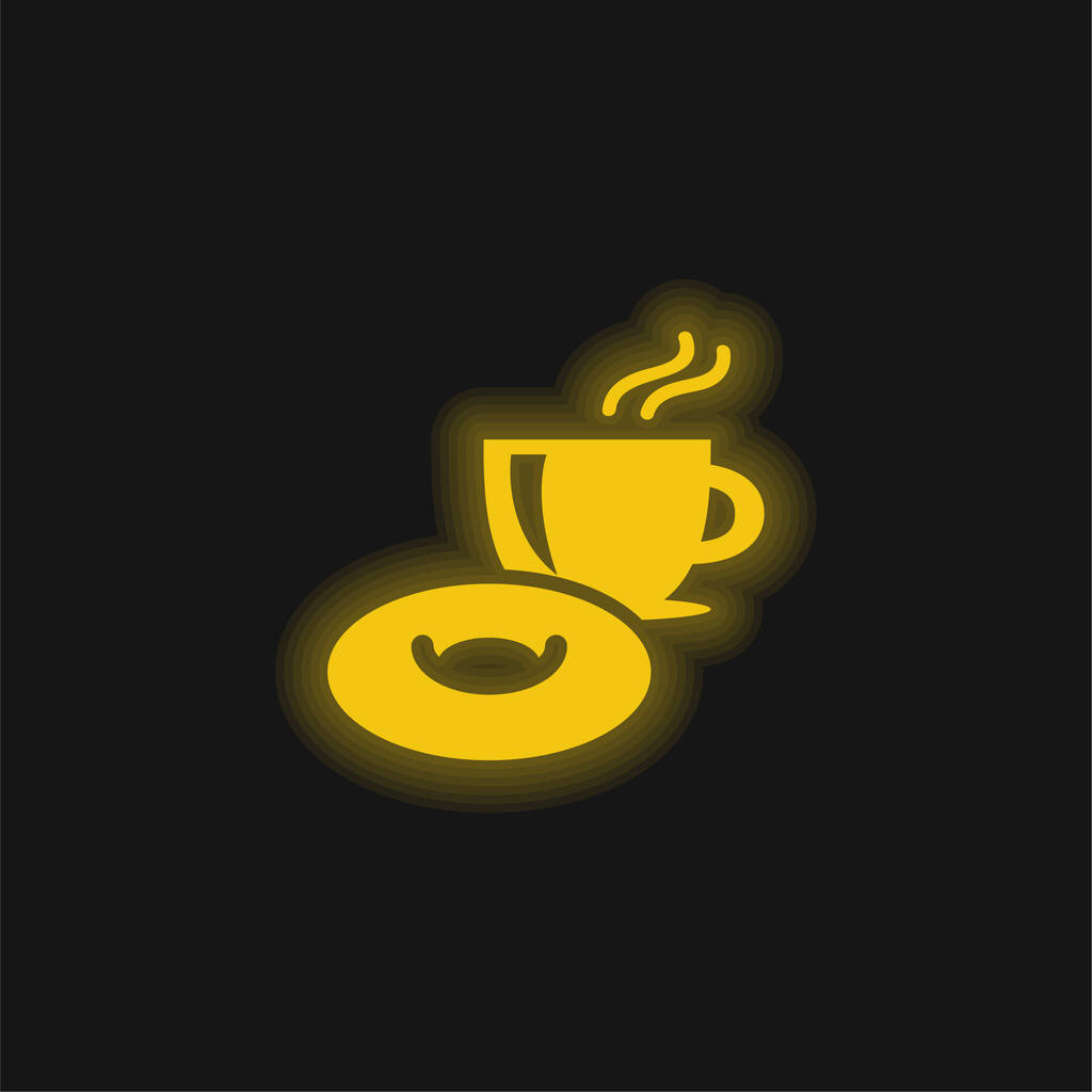 Breakfast Time žlutá zářící neonová ikona - Vektor, obrázek