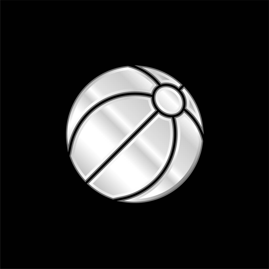 ビーチボール銀メッキ金属アイコン - ベクター画像