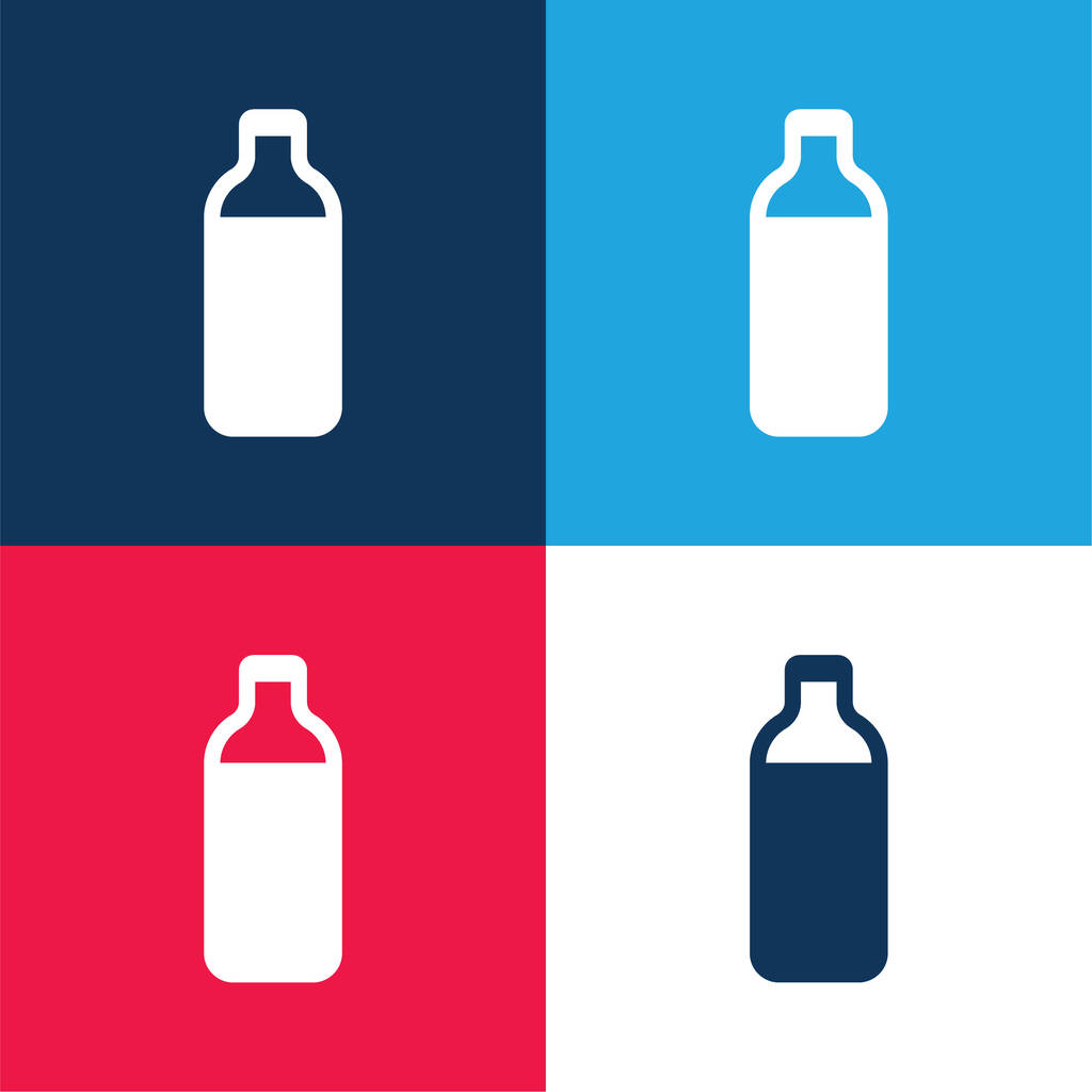 Butelka Pełnoniebieski i czerwony zestaw czterech kolorów minimalny zestaw ikon - Wektor, obraz