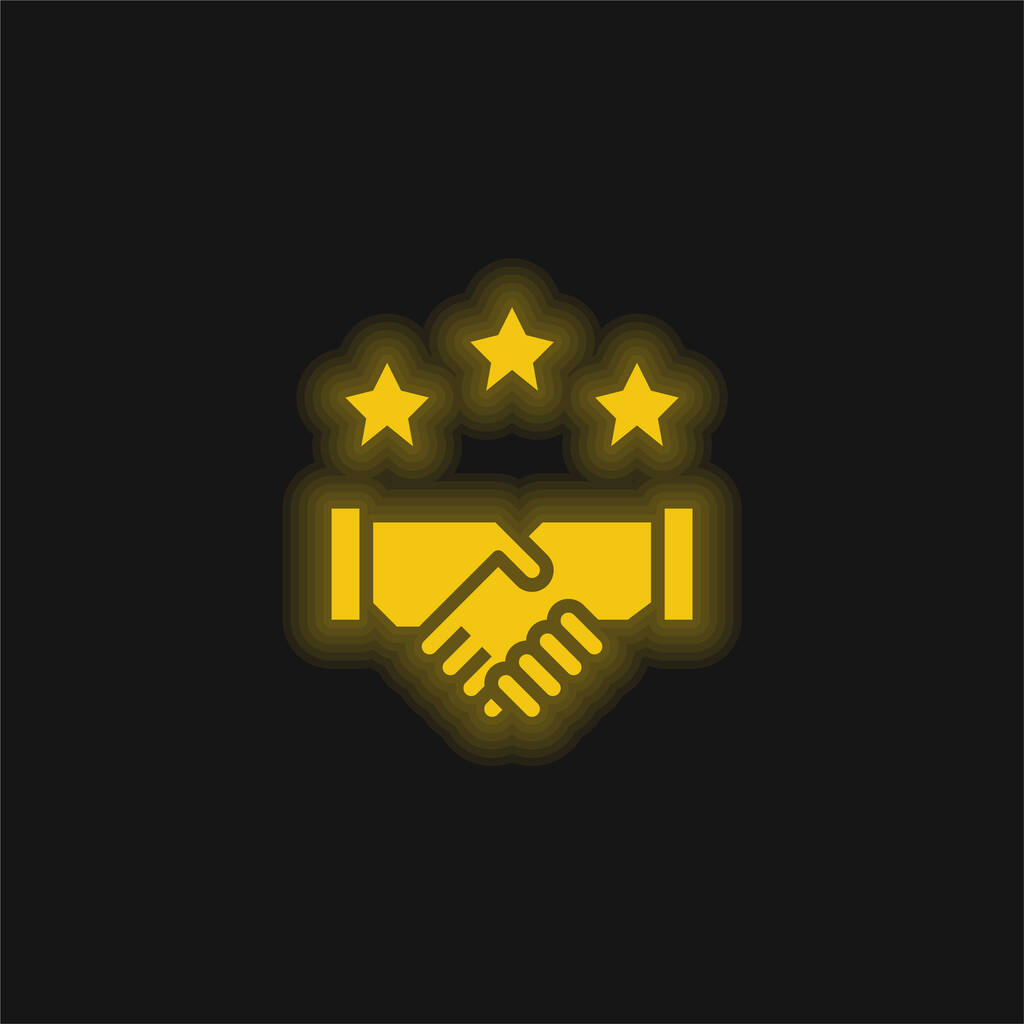 Acuerdo amarillo brillante icono de neón - Vector, Imagen