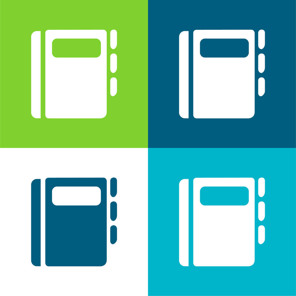 Agenda Libro Plano de cuatro colores mínimo icono conjunto - Vector, imagen