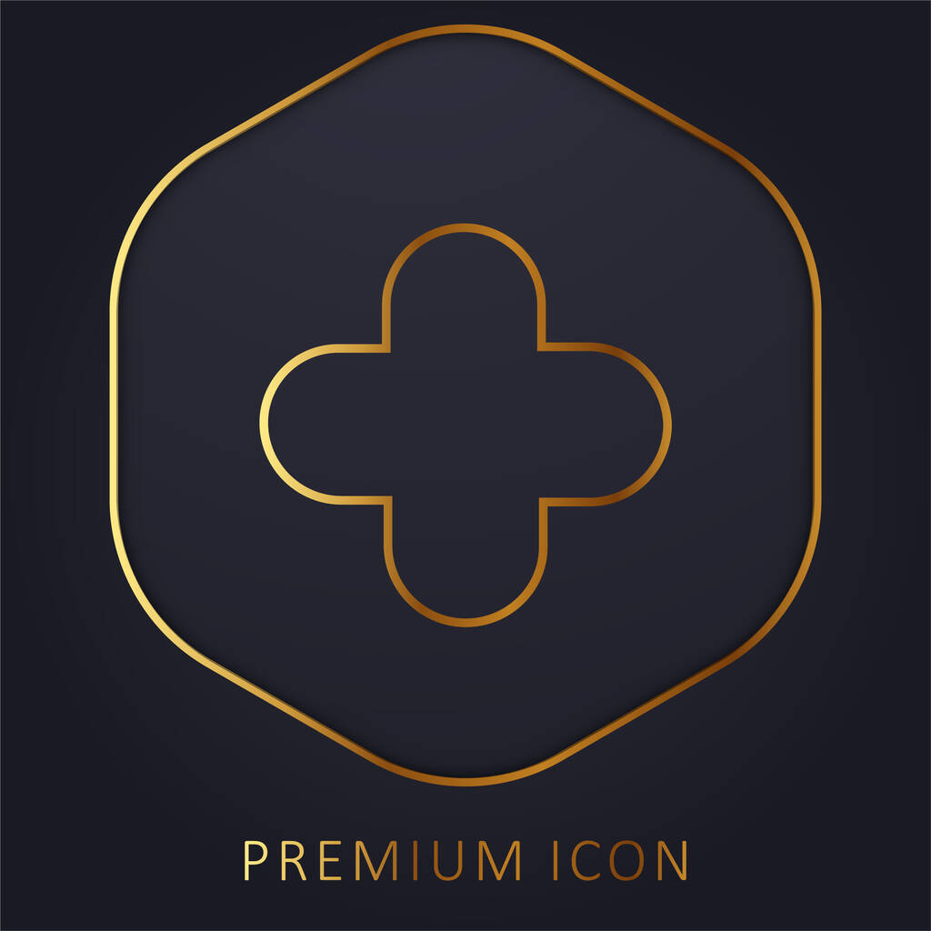 Símbolo de adição linha dourada logotipo premium ou ícone - Vetor, Imagem