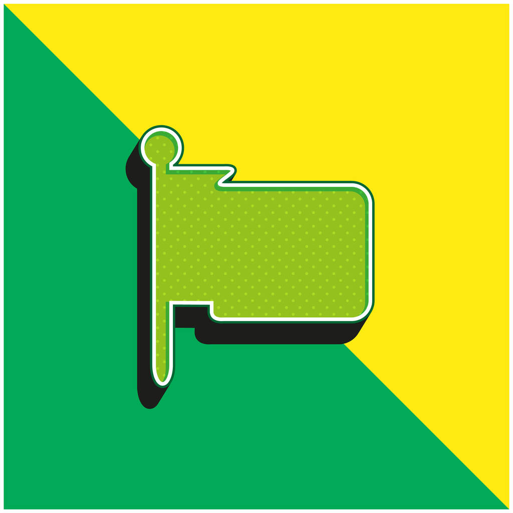 Preto dobrado bandeira verde e amarelo moderno logotipo vetor 3d ícone - Vetor, Imagem