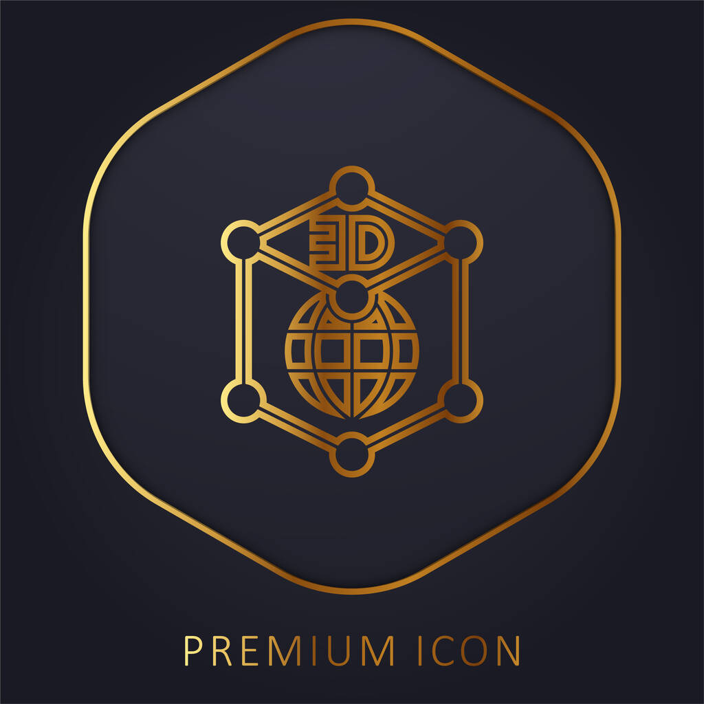 3D grafika arany vonal prémium logó vagy ikon - Vektor, kép