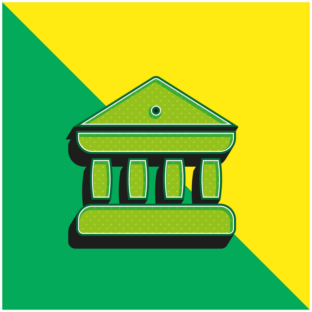銀行緑と黄色の現代的な3Dベクトルアイコンのロゴ - ベクター画像