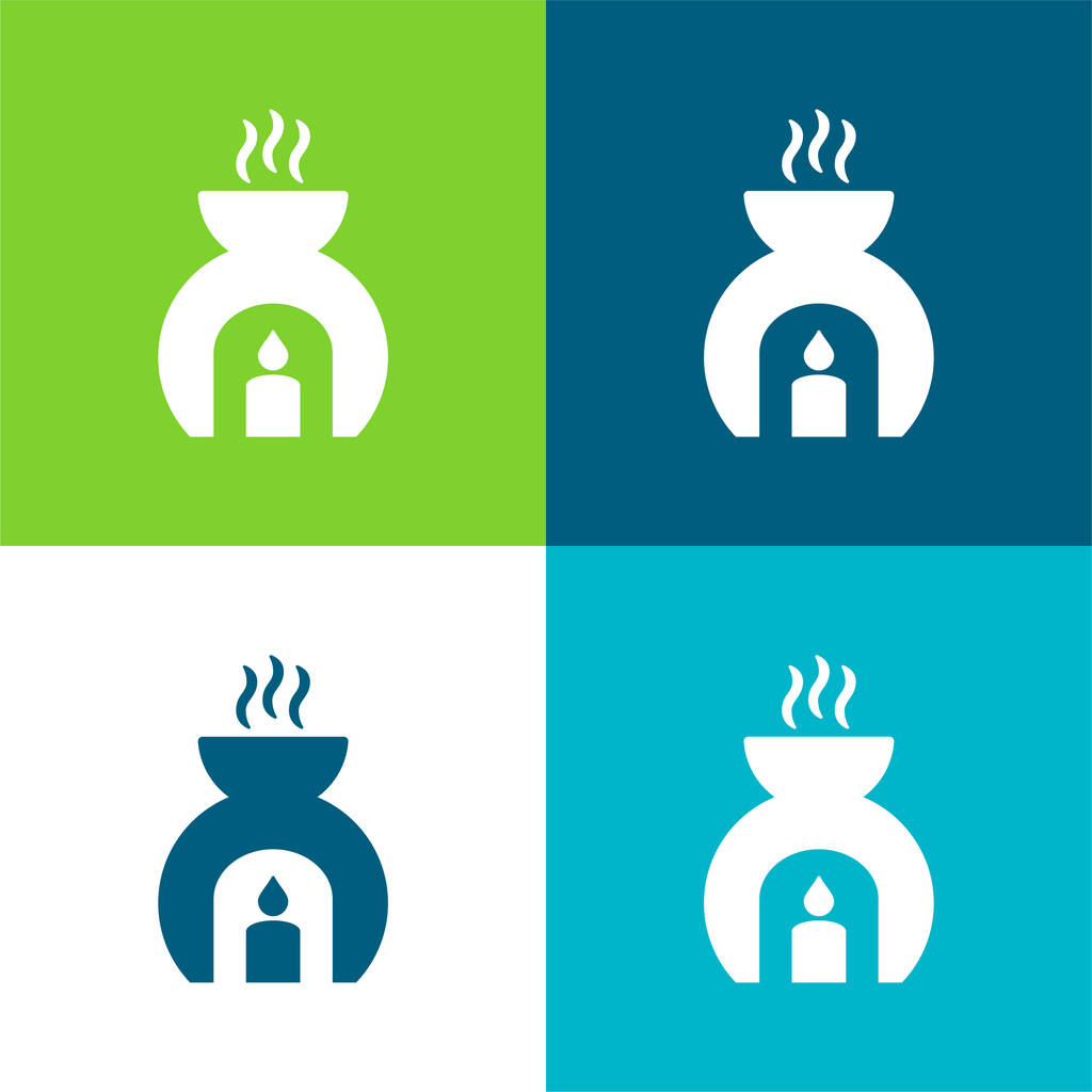 Aromaterápia Lapos négy szín minimális ikon készlet - Vektor, kép