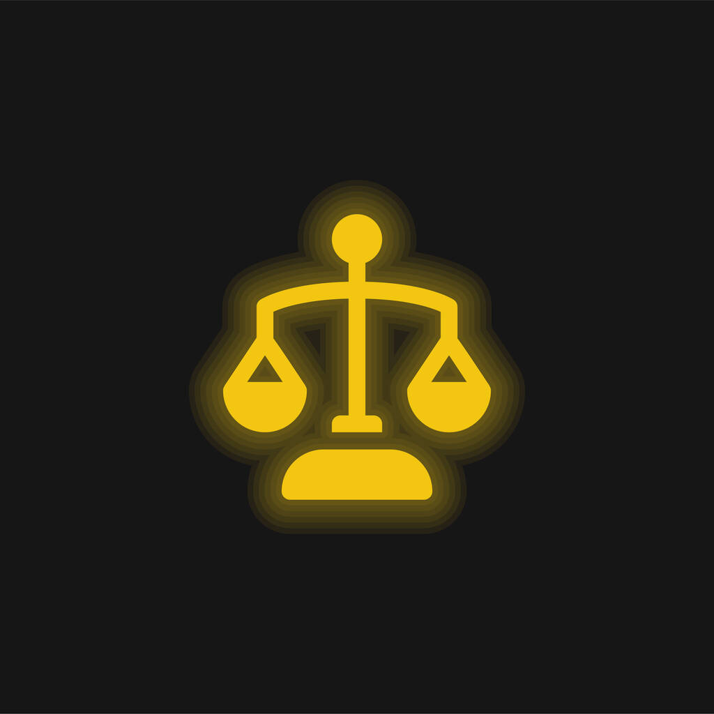 Vyvážení Měřítko žlutá zářící neonová ikona - Vektor, obrázek