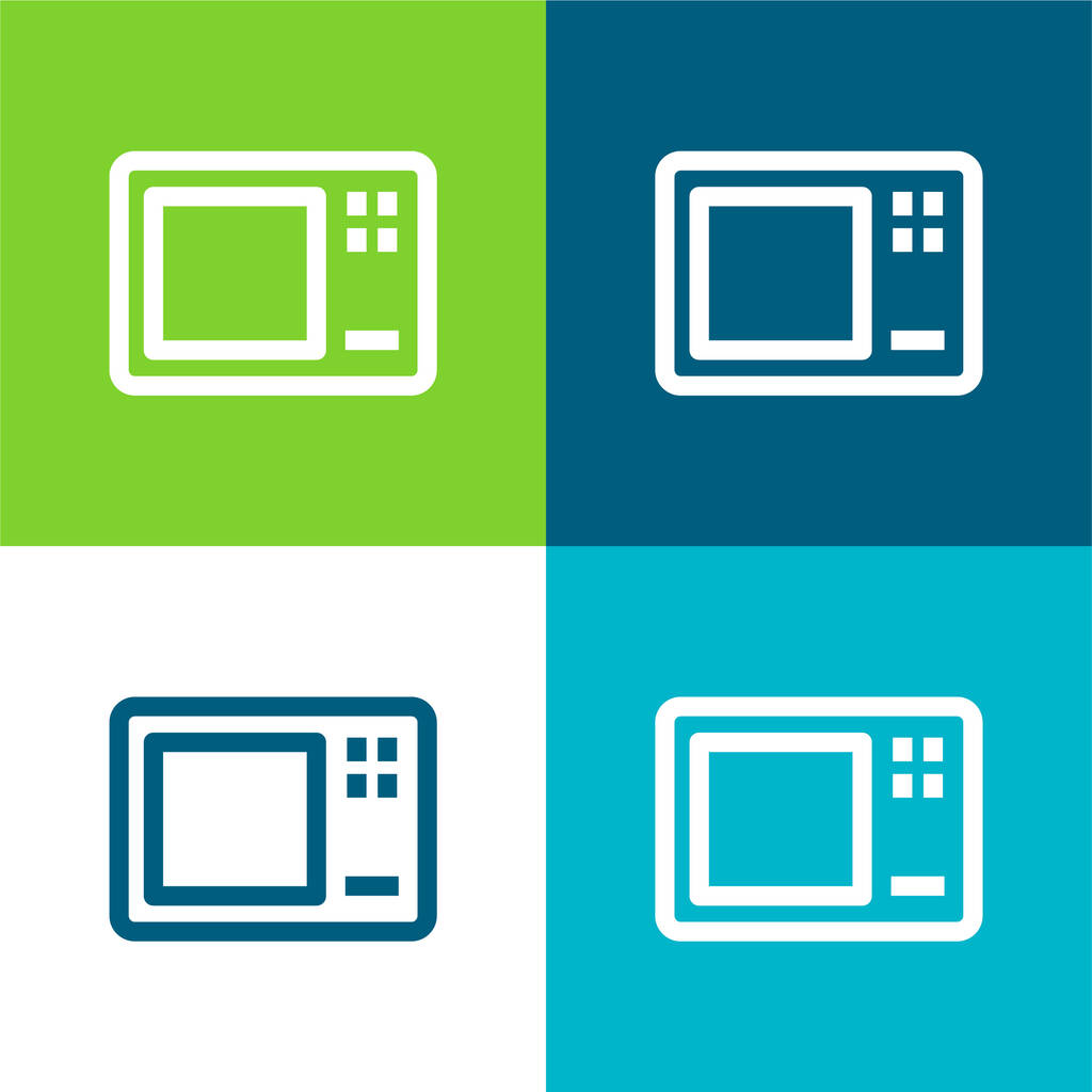 Big Microwave Oven Flat four color minimal icon set - Vector, Image