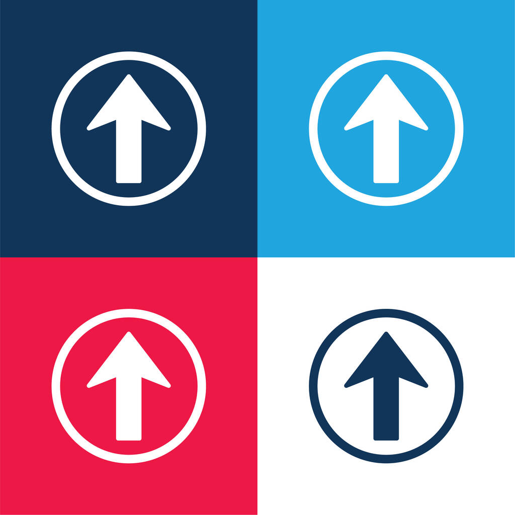 Seta para cima em um círculo azul e vermelho conjunto de ícones mínimos de quatro cores - Vetor, Imagem