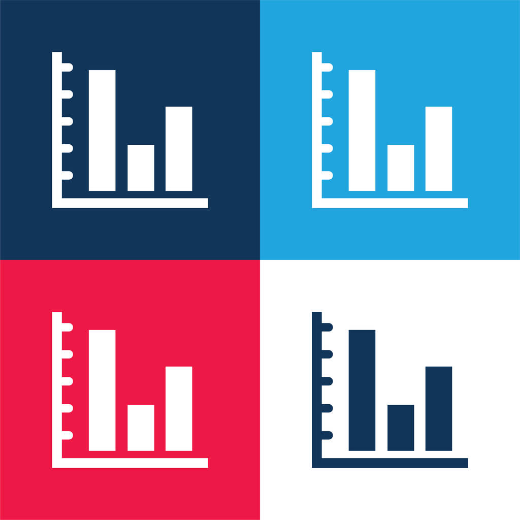 Bars Graphic Of Business Statistiky modrá a červená čtyři barvy minimální ikona nastavena - Vektor, obrázek
