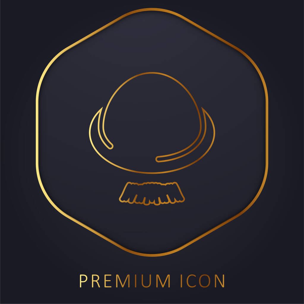 Bowler Hat And Moustache golden line premium logo or icon - Vector, Image
