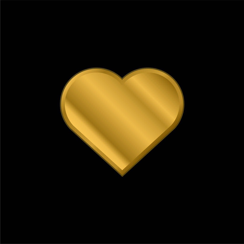 Big Heart gold plated metalic icon or logo vector - Vector, Image